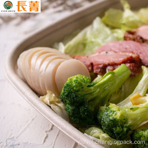 China Sugarcane bagasse bamboo square disposable food container Factory